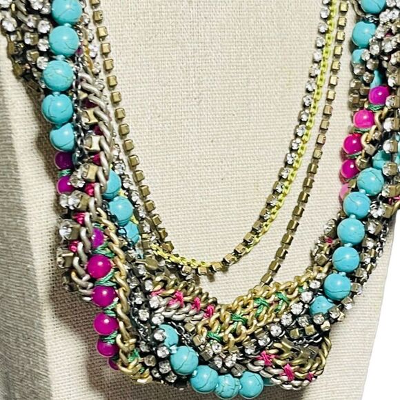 STELLA & DOT Bamboleo Jade Turquoise Crystal  Necklace RETIRED Retail $228 - Picture 2 of 8